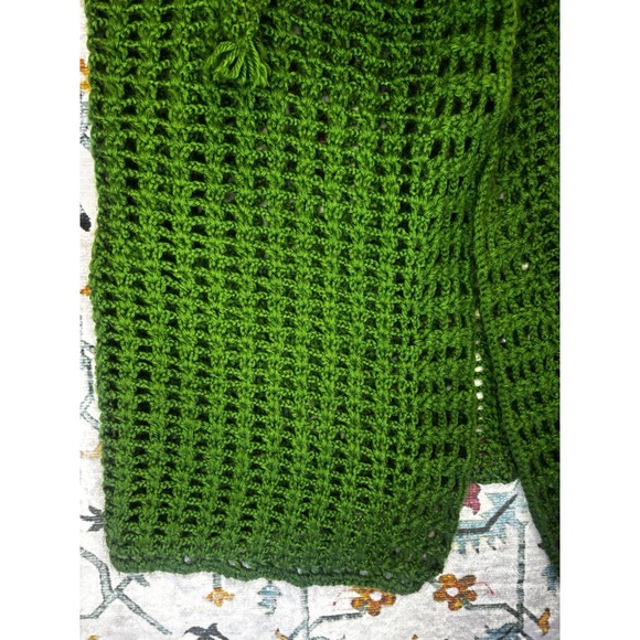 Vintage Handmade Granny Crochet Chunky Sweater Jacket Green - Picture 3 of 10